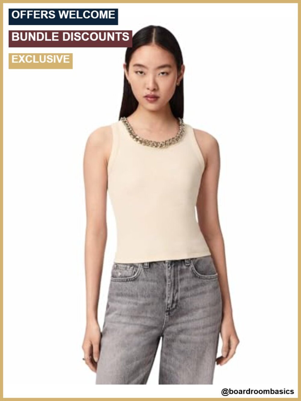 Slim Fit Round Neck Sleeveless Tank Top Business Casual